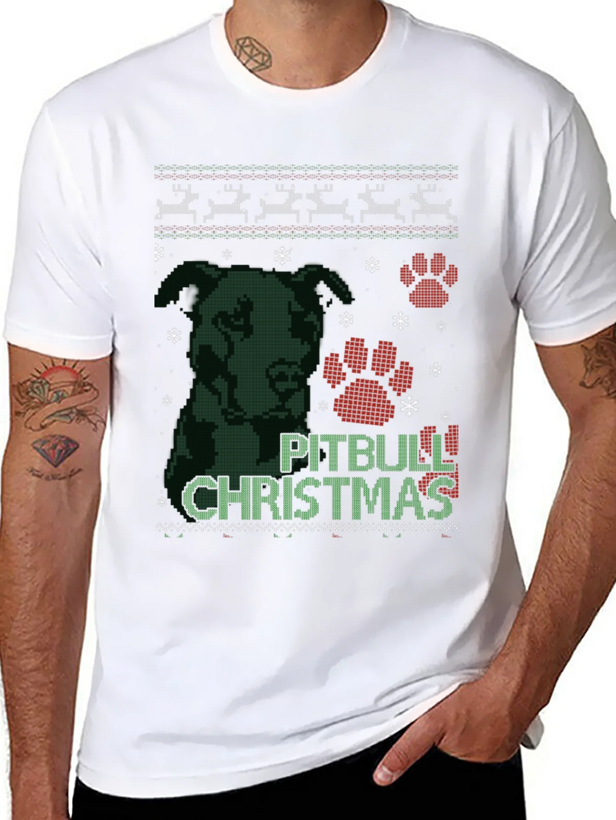 Pitbull Christmas Ugly Sweater T-Shirt product image 7