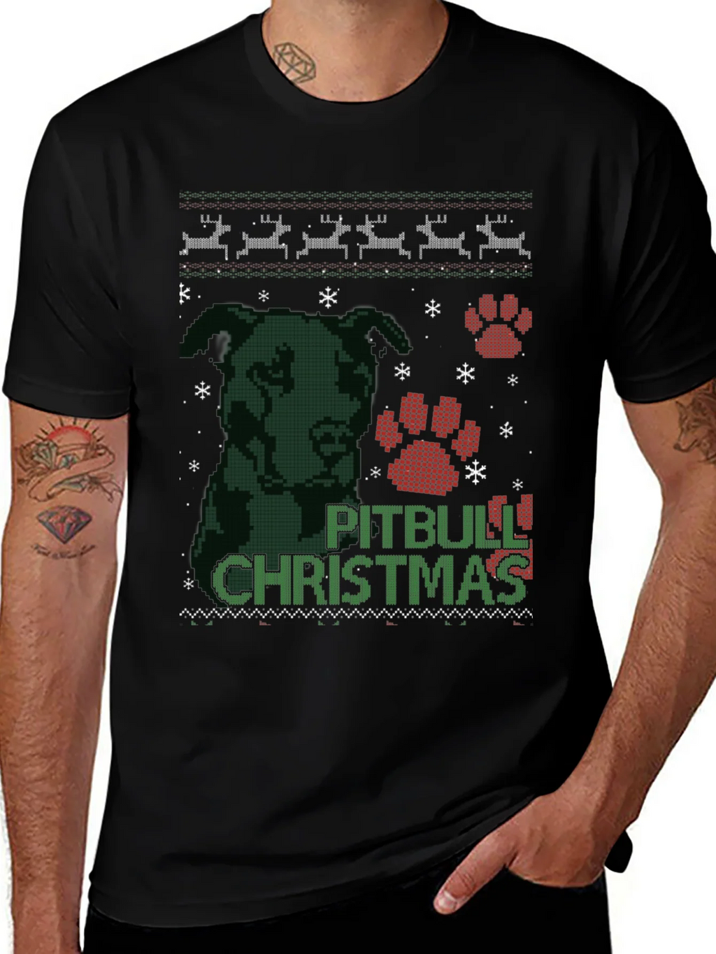 Pitbull Christmas Ugly Sweater T-Shirt product image 1