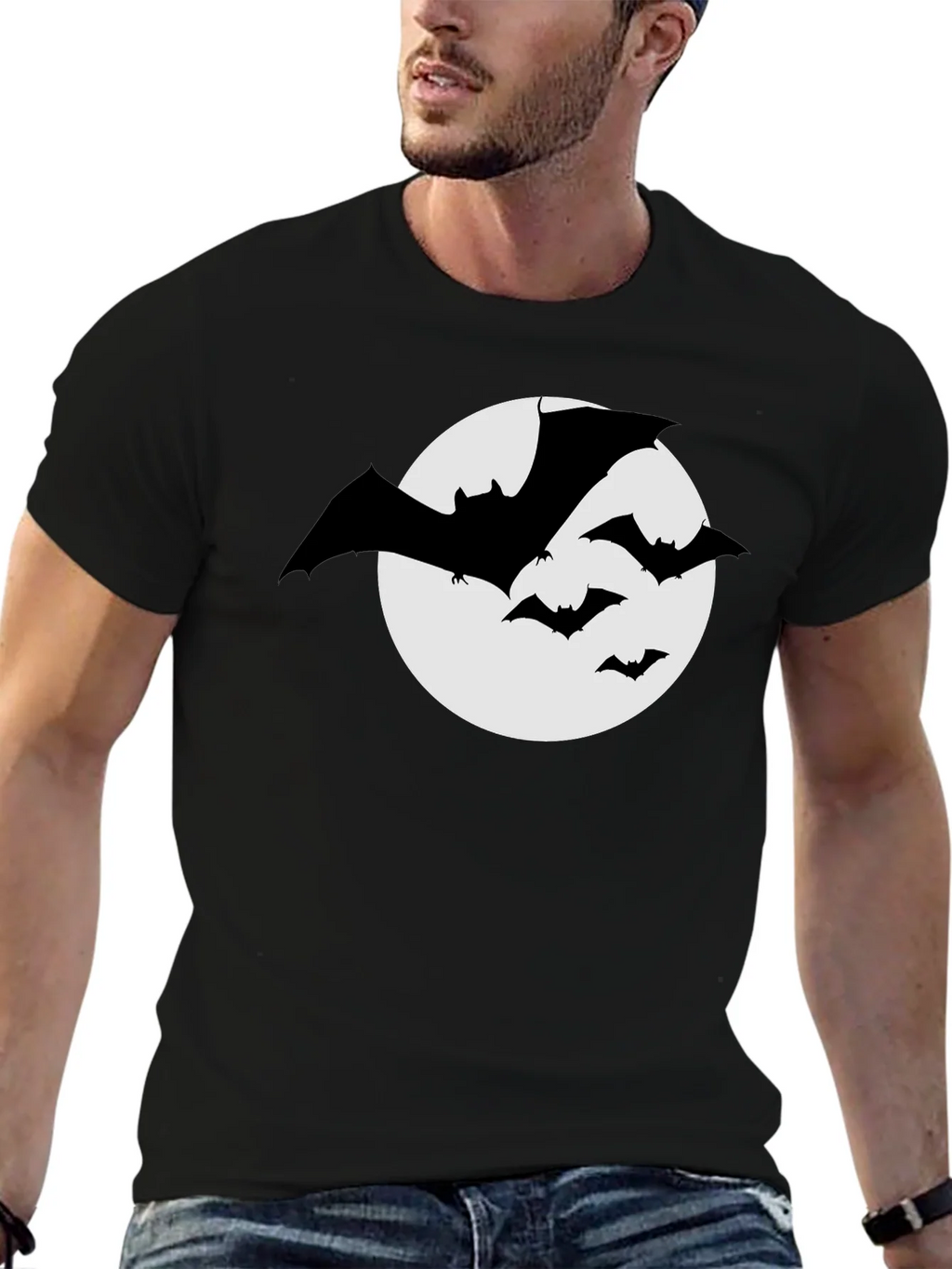 Bat Silhouette Moon Graphic T-Shirt product image 6