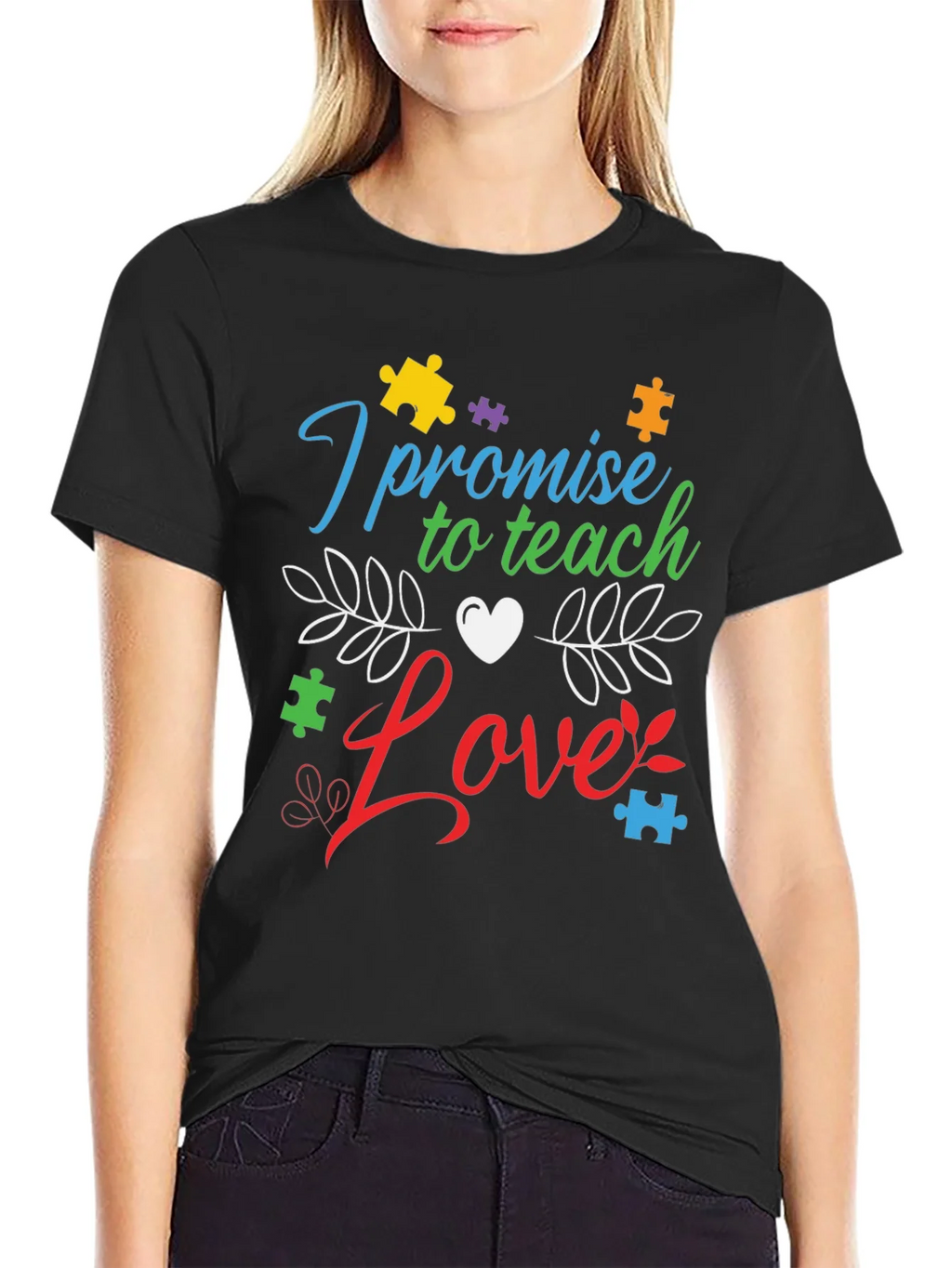 Teach Love Autism Awareness T-Shirt product image 2