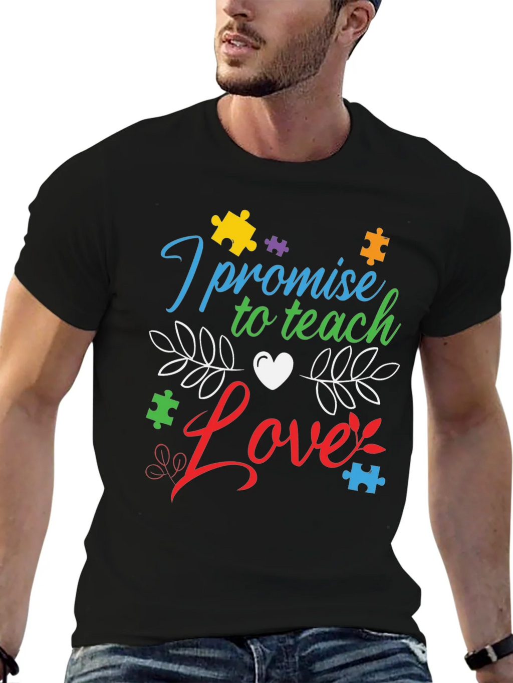 Teach Love Autism Awareness T-Shirt product image 6
