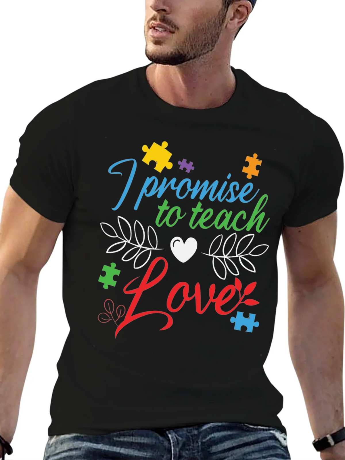 Teach Love Autism Awareness T-Shirt product image 6