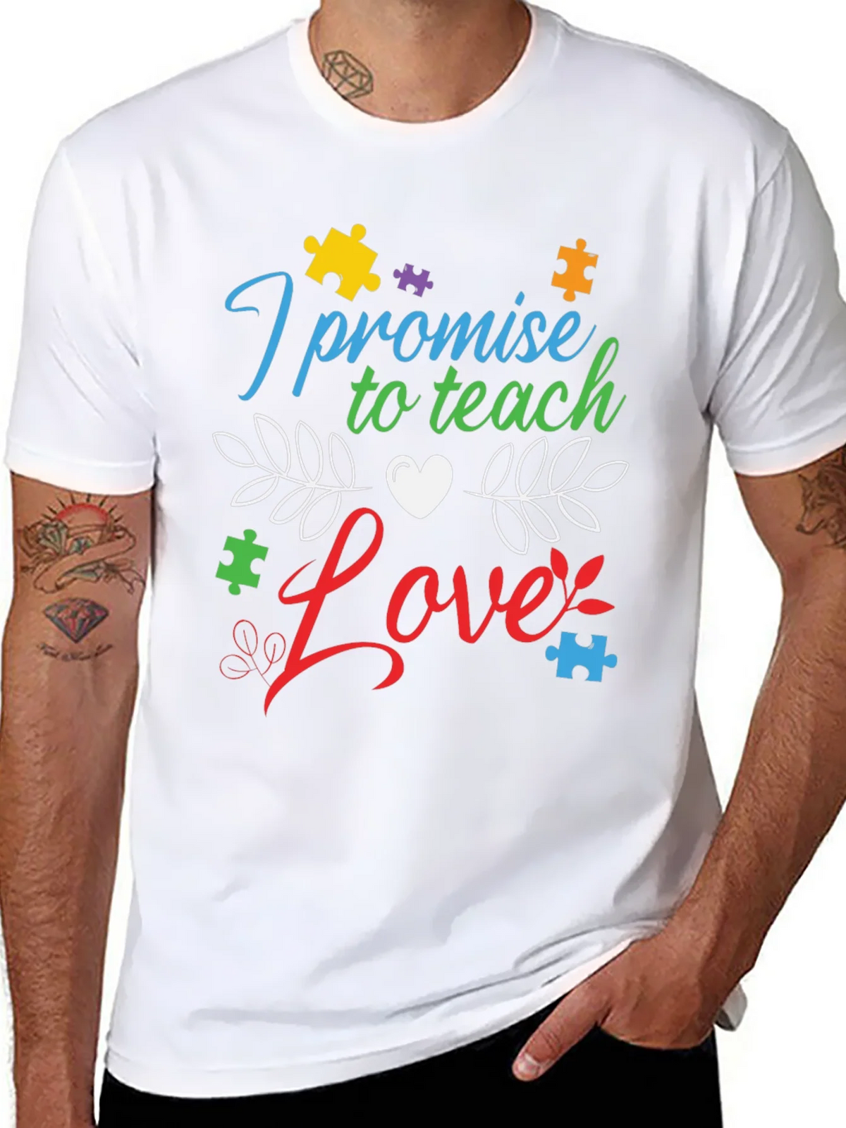 Teach Love Autism Awareness T-Shirt product image 7