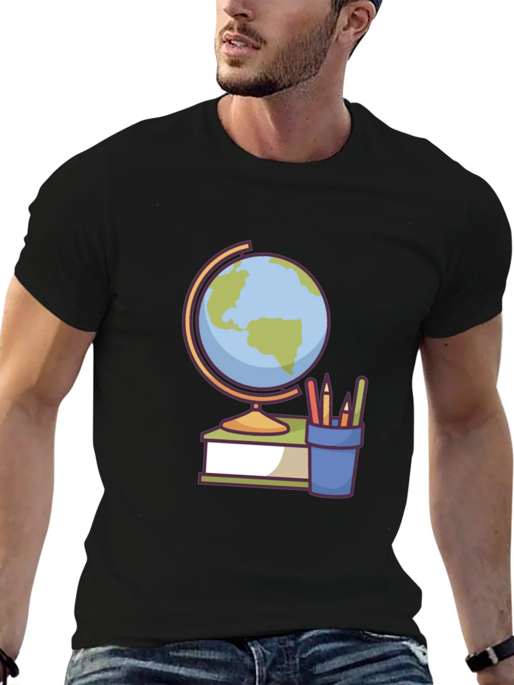 Globe and School Supplies Graphic Tee product image 4