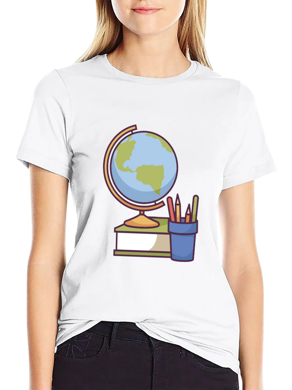 Globe and School Supplies Graphic Tee product image 5