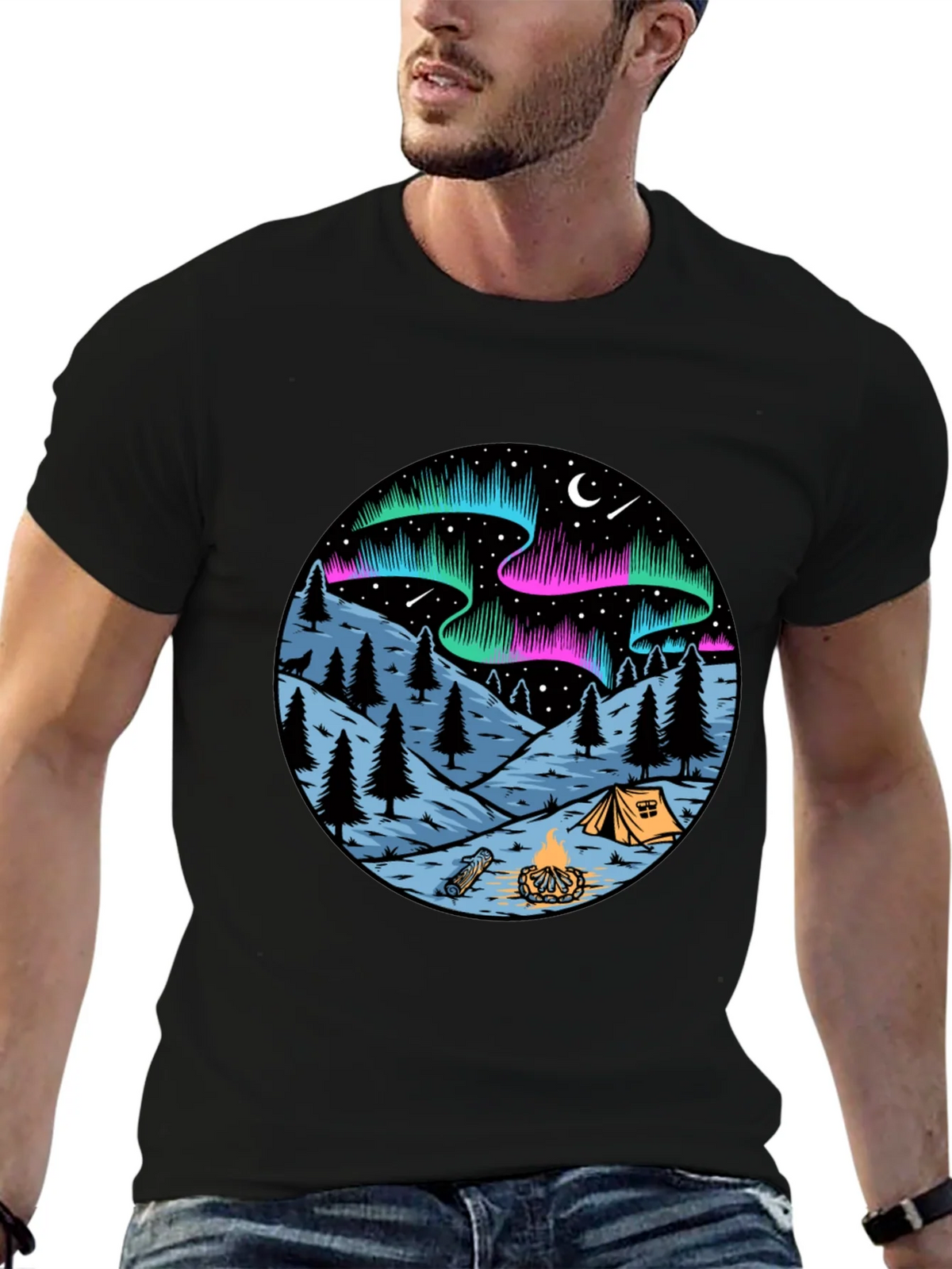 Northern Lights Camping Graphic Tee product image 6