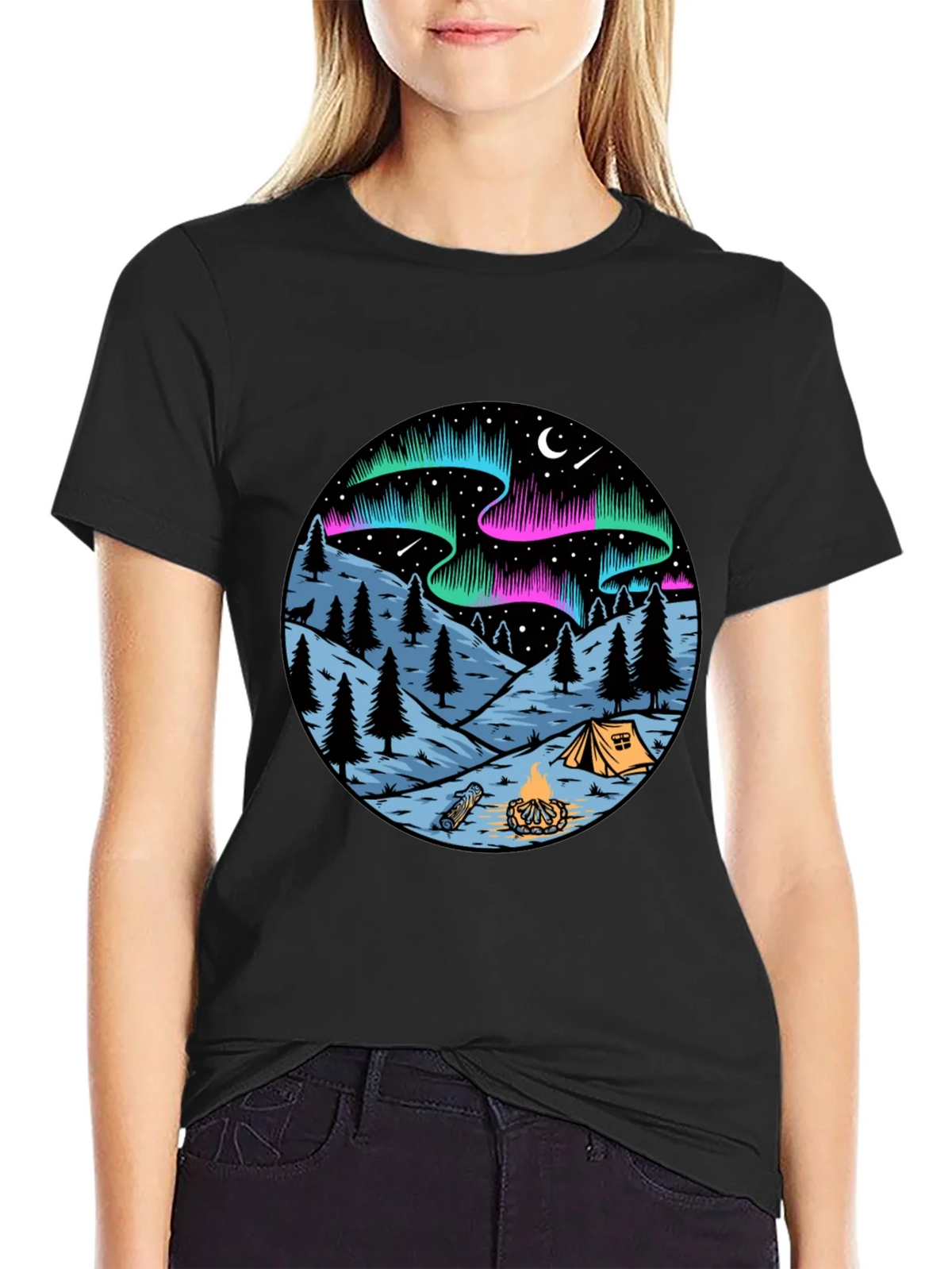 Northern Lights Camping Graphic Tee product image 2
