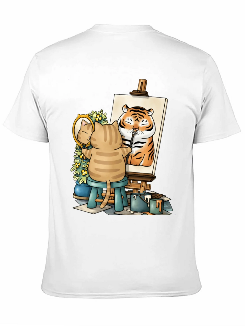 Cat Artist T-Shirt - Painting Tiger Self Portrait Cute Tee product image 10