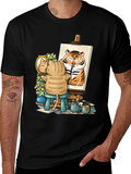 Cat Artist T-Shirt - Painting Tiger Self Portrait Cute Tee product image 1