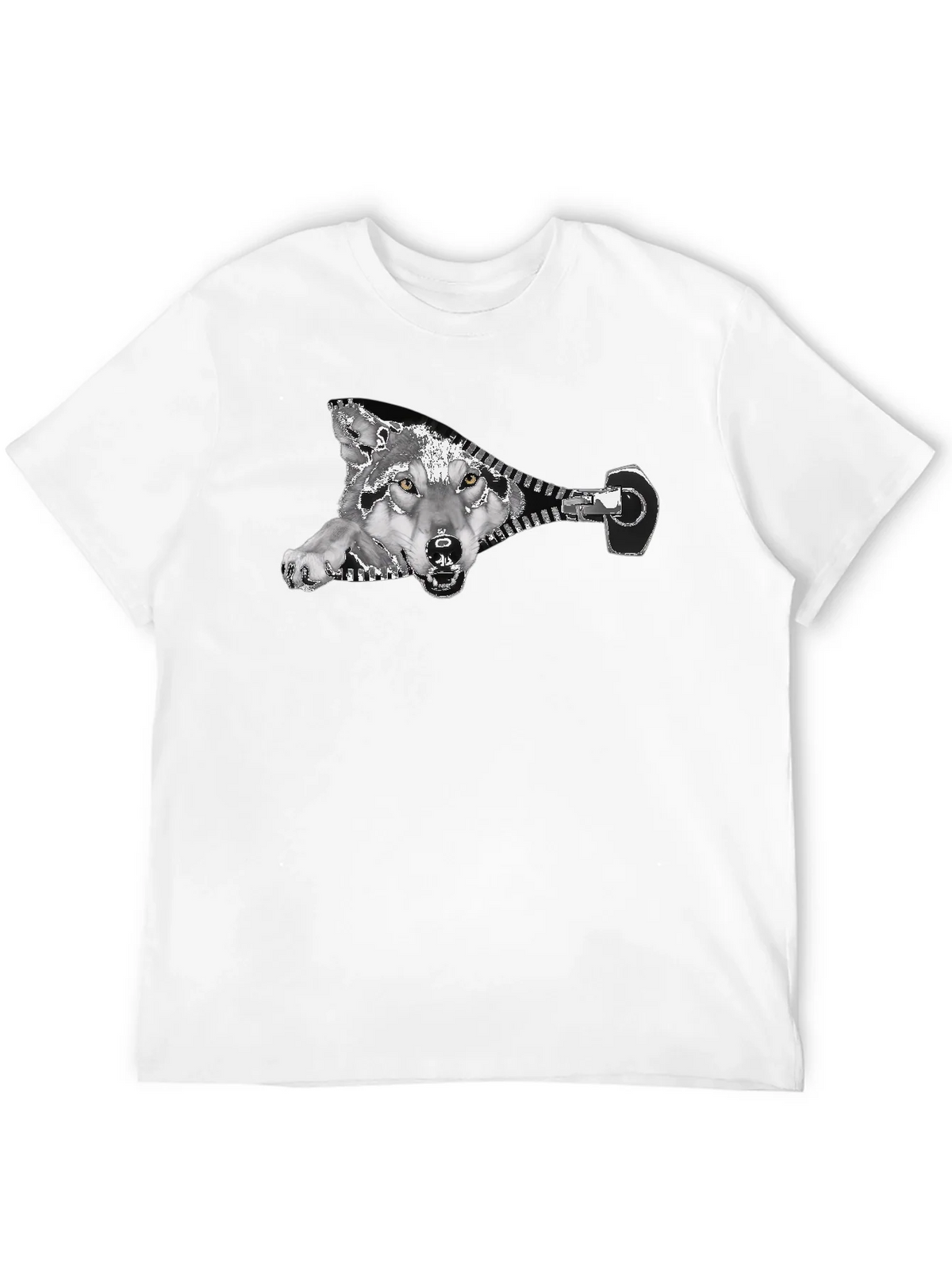 Wolf Zipper Graphic Print Black T-Shirt product image 11