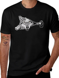 Wolf Zipper Graphic Print Black T-Shirt product image 1