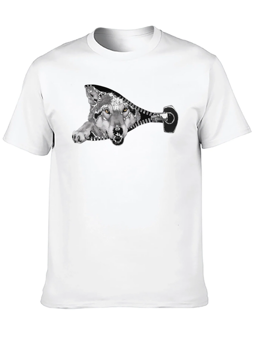 Wolf Zipper Graphic Print Black T-Shirt product image 9