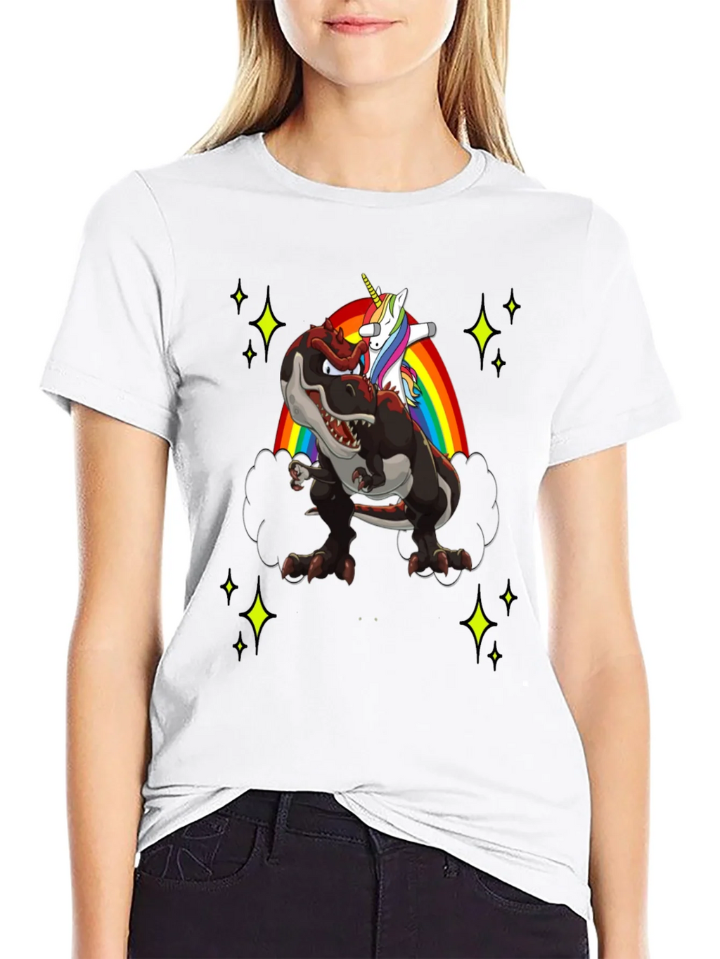 Dino Unicorn Rainbow Mens T-Shirt product image 8