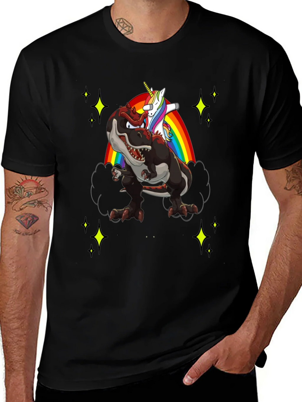 Dino Unicorn Rainbow Mens T-Shirt product image 1