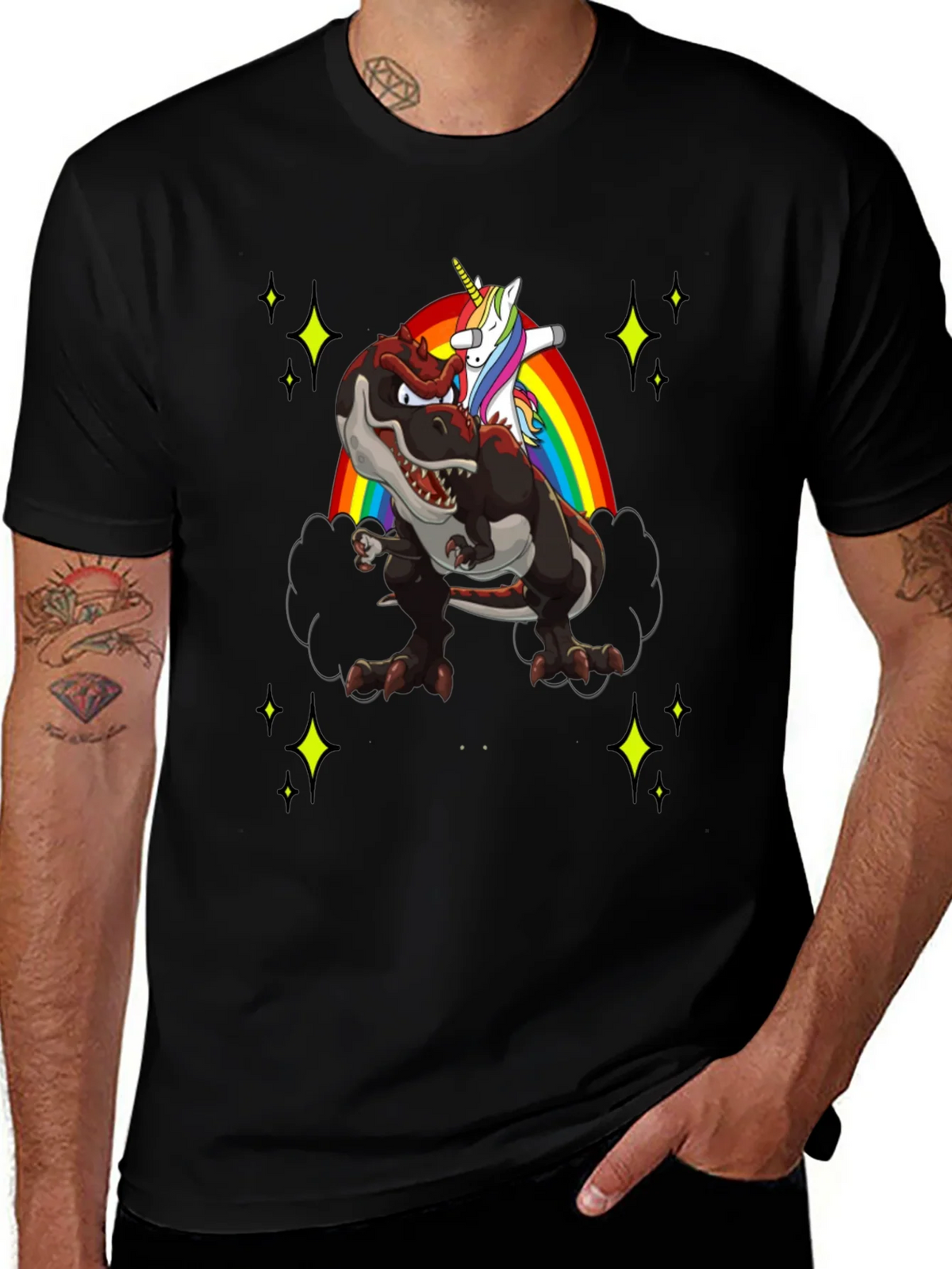 Dino Unicorn Rainbow Mens T-Shirt product image 1