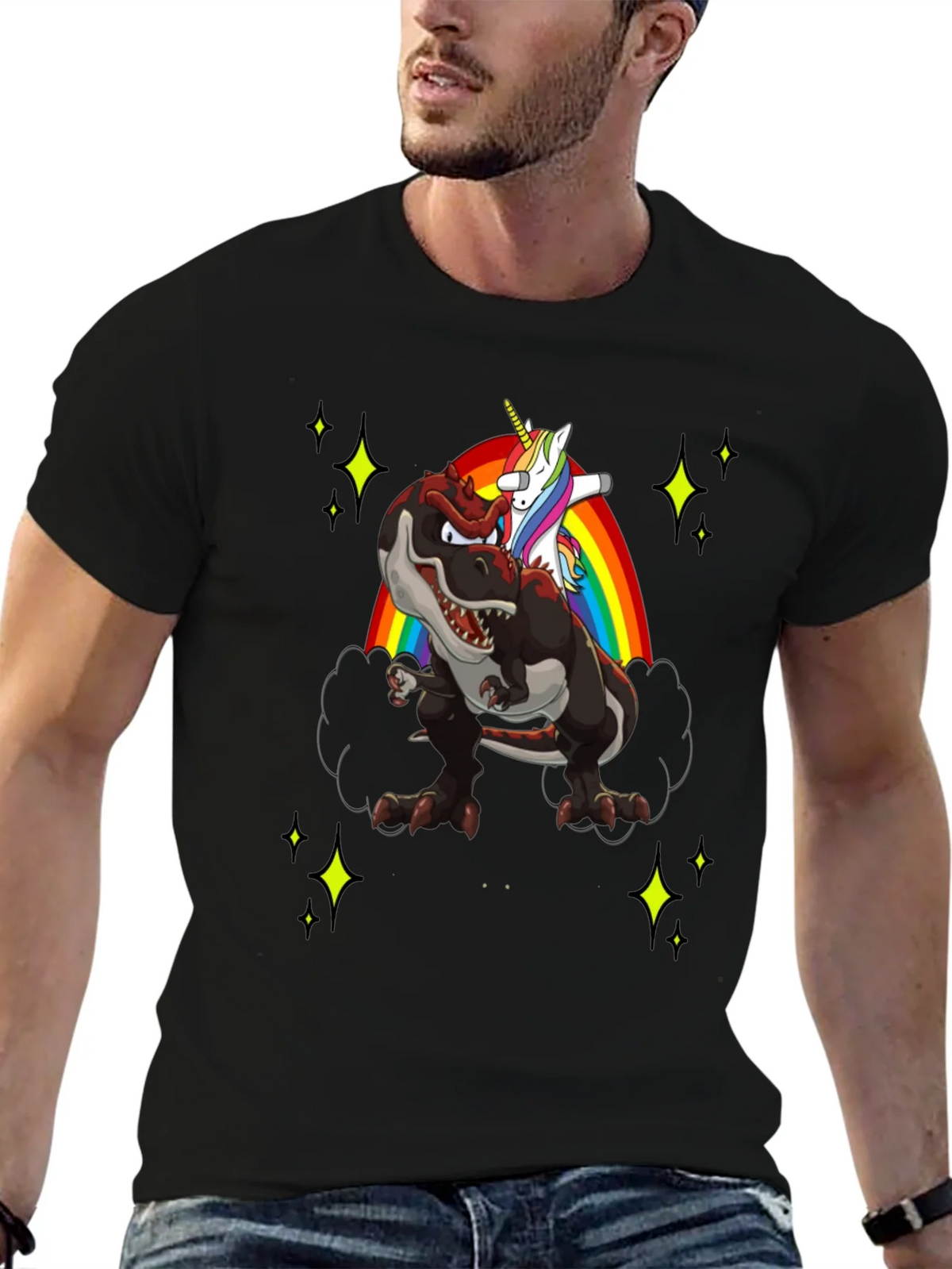Dino Unicorn Rainbow Mens T-Shirt product image 6