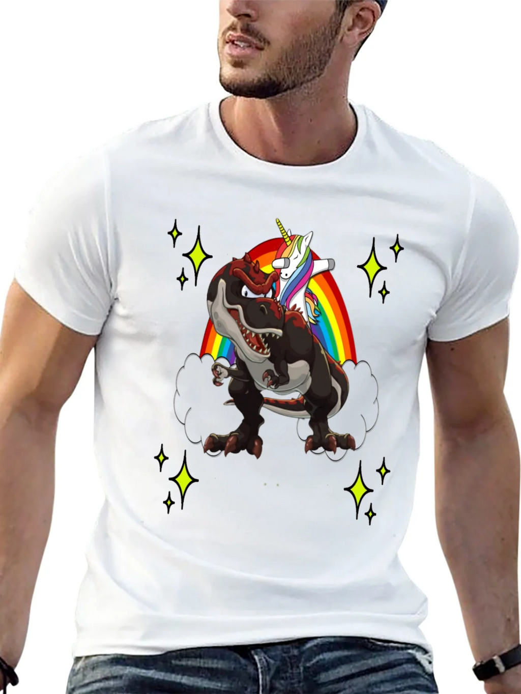 Dino Unicorn Rainbow Mens T-Shirt product image 12