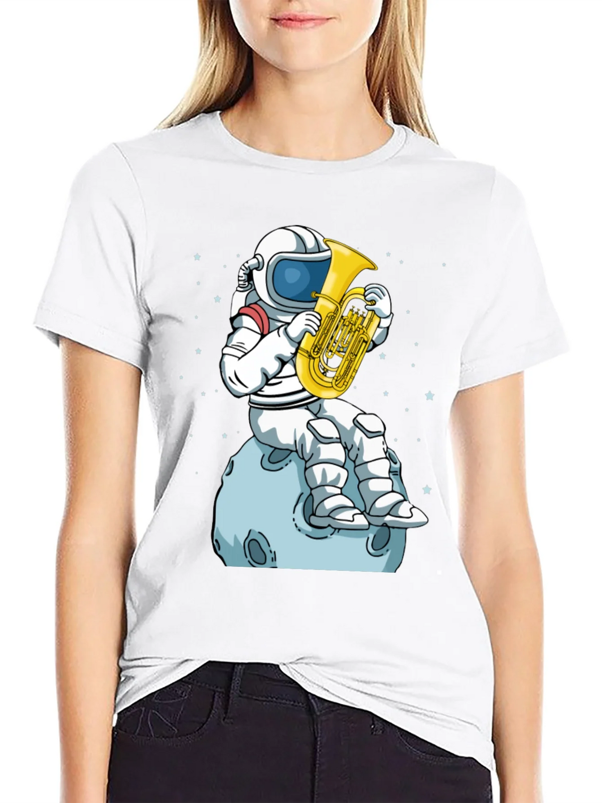 Astronaut Tuba Player Black T-Shirt product image 8