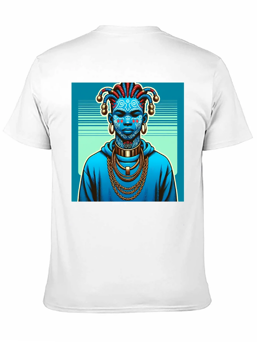 Artistic Graphic Tee - Blue Tribal Design product image 10