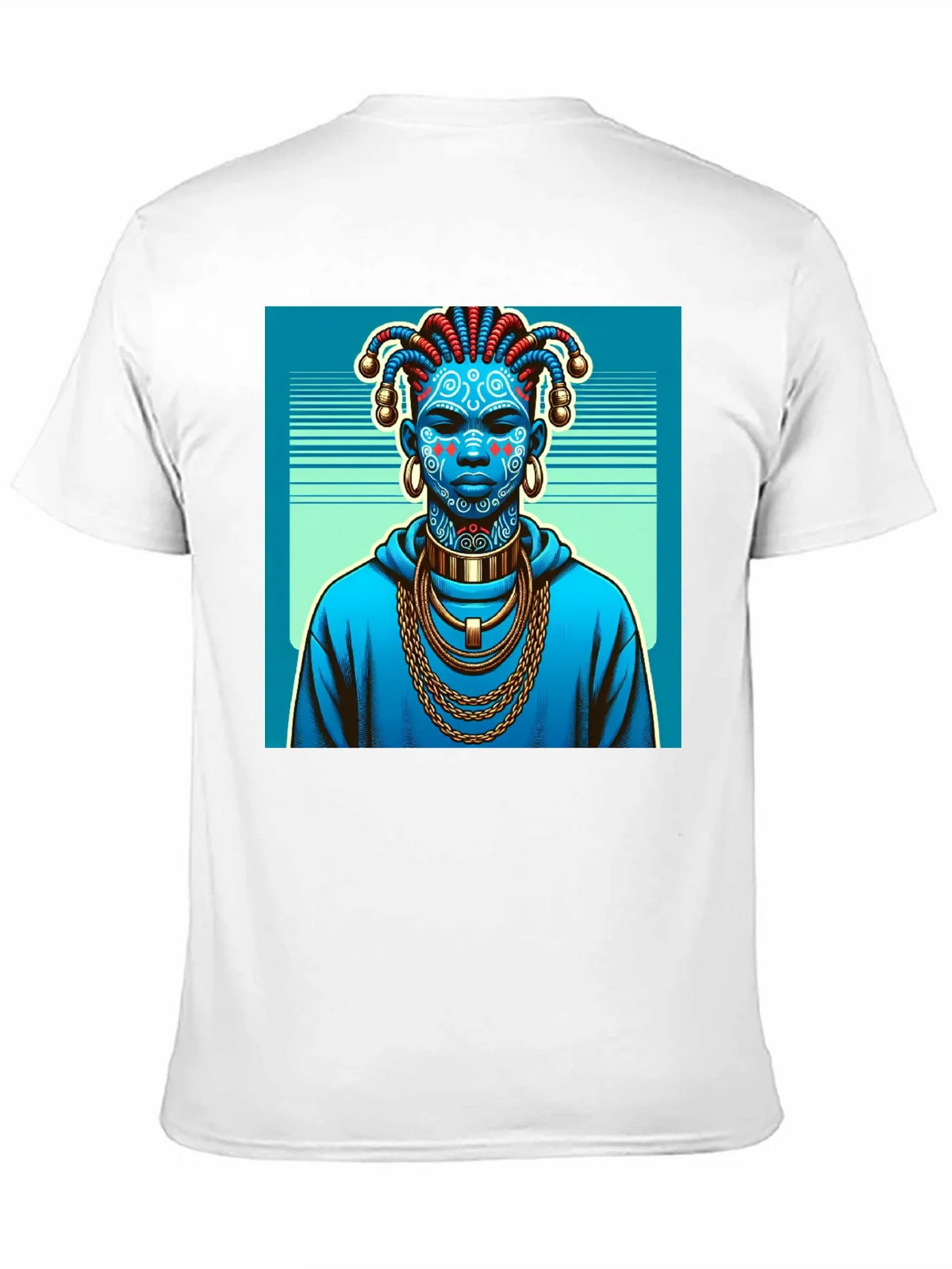 Artistic Graphic Tee - Blue Tribal Design product image 10