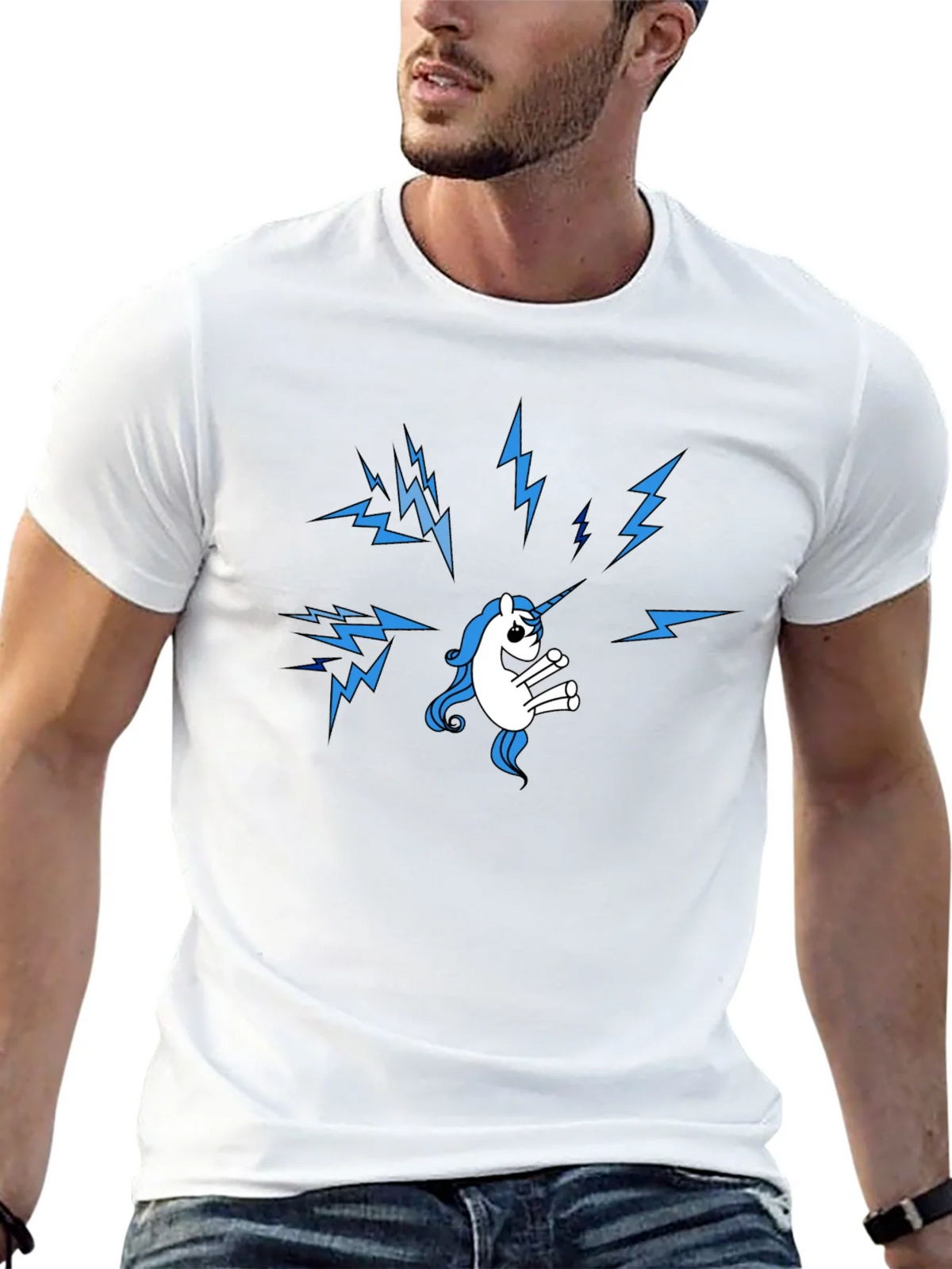 Unicorn Lightning Bolt Graphic Black T-Shirt product image 11