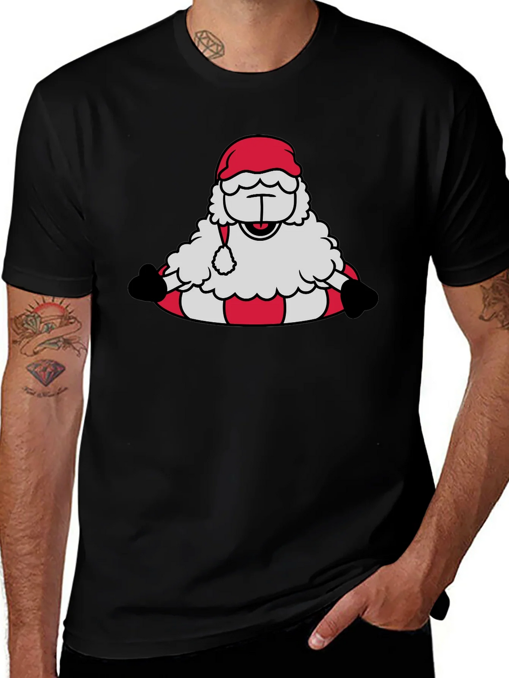 Santa Sheep Graphic Tee - Holiday T-Shirt product image 1