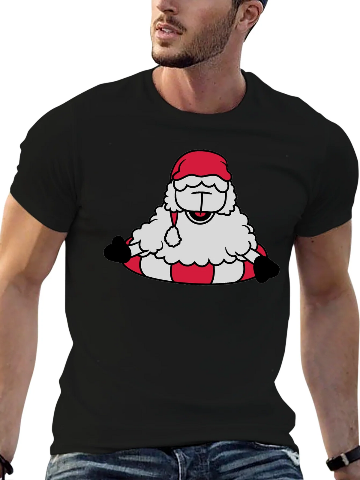 Santa Sheep Graphic Tee - Holiday T-Shirt product image 3