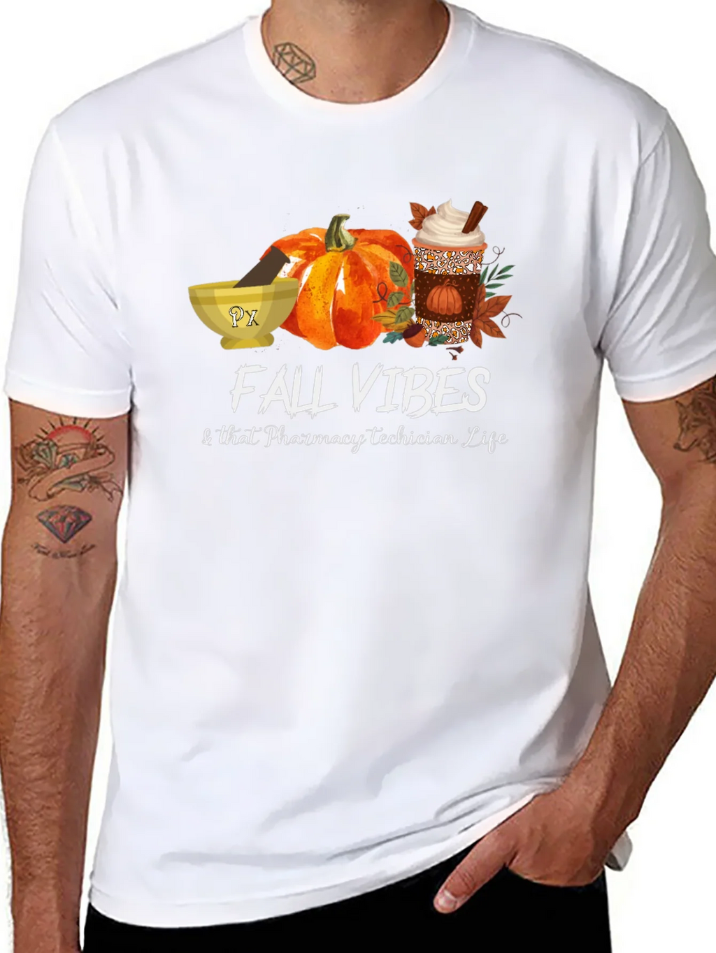 Fall Vibes Pharmacy Tech T-Shirt product image 7