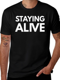 Staying Alive Graphic Tee - Black Cotton T-Shirt product image 1