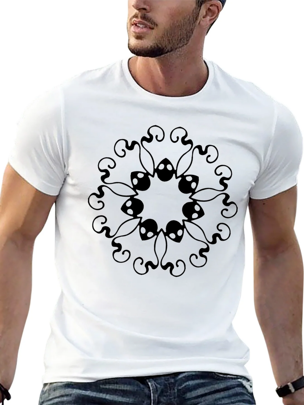Mens Black Graphic Tee - Mandala Design product image 8