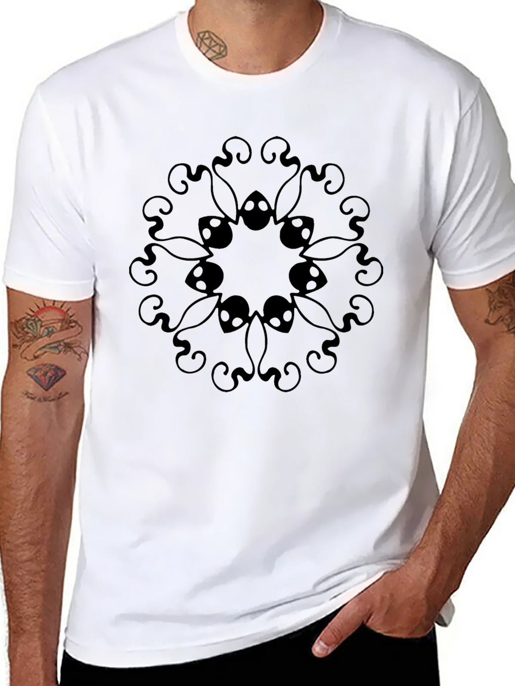 Mens Black Graphic Tee - Mandala Design product image 5