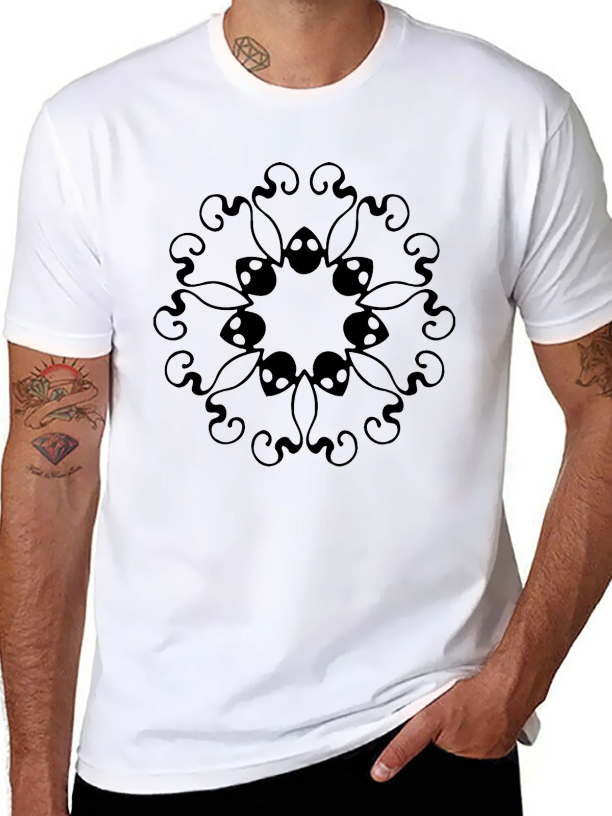 Mens Black Graphic Tee - Mandala Design product image 5