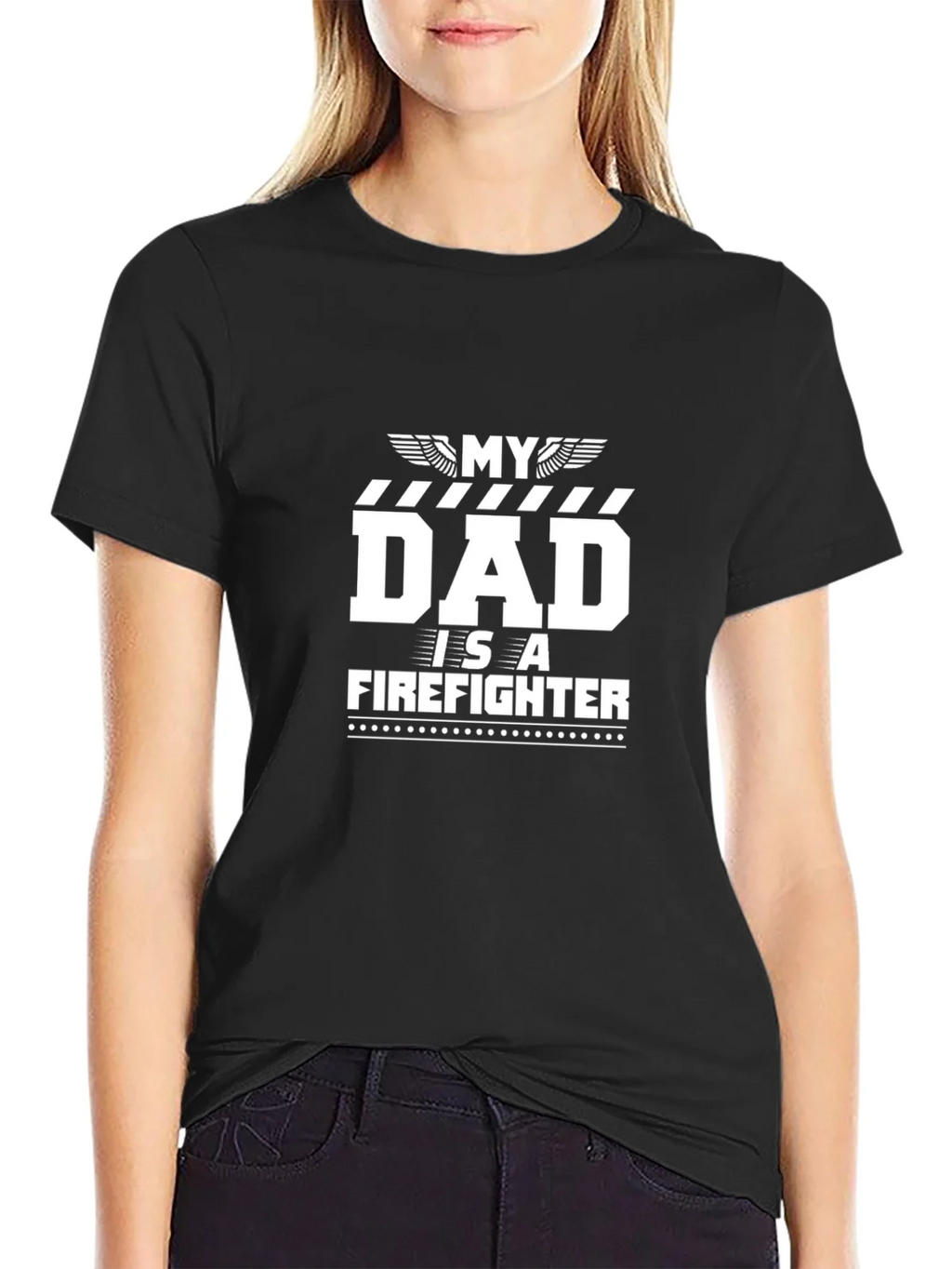 My Dad Is A Firefighter Black T-Shirt product image 2