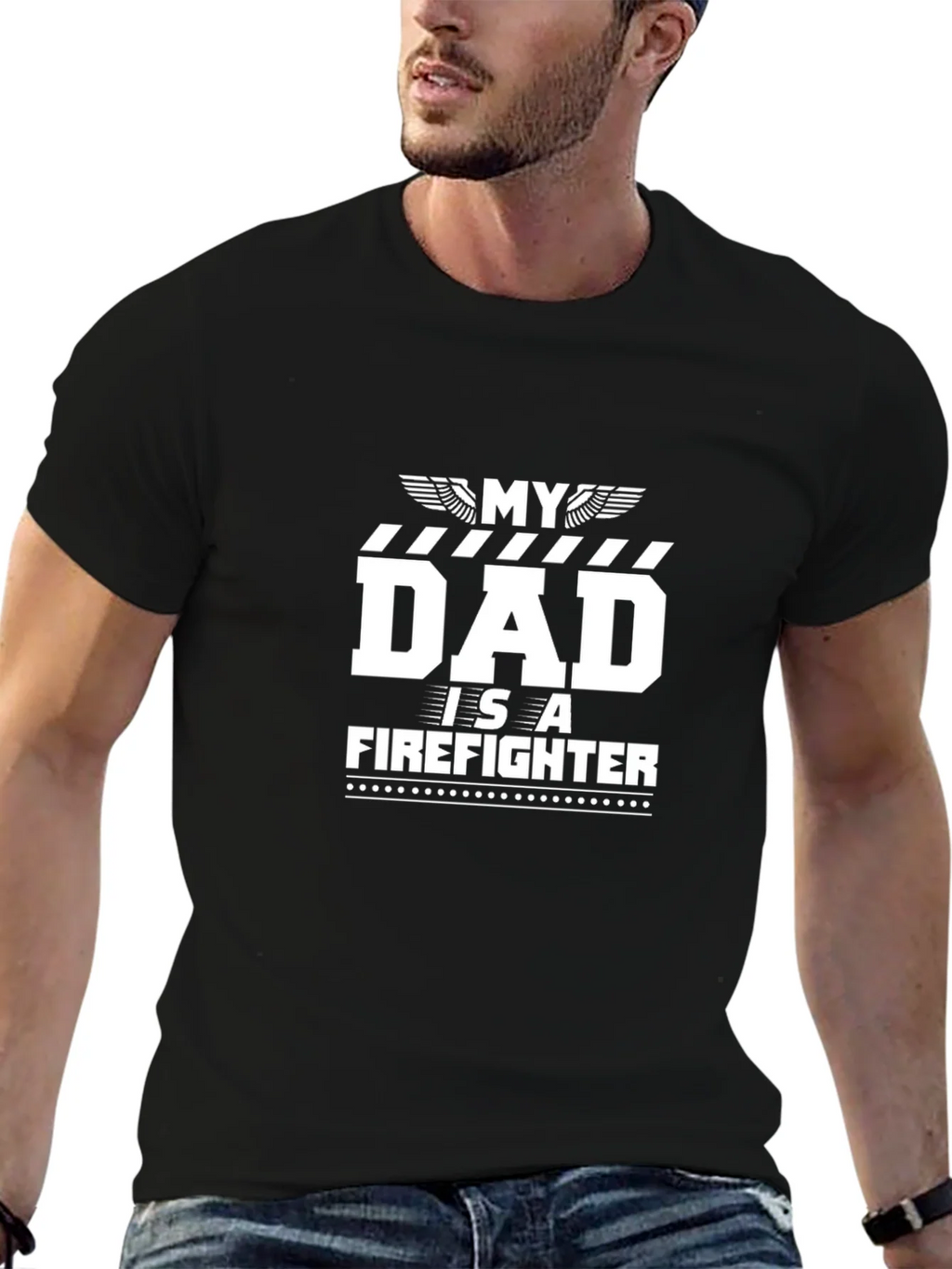 My Dad Is A Firefighter Black T-Shirt product image 6