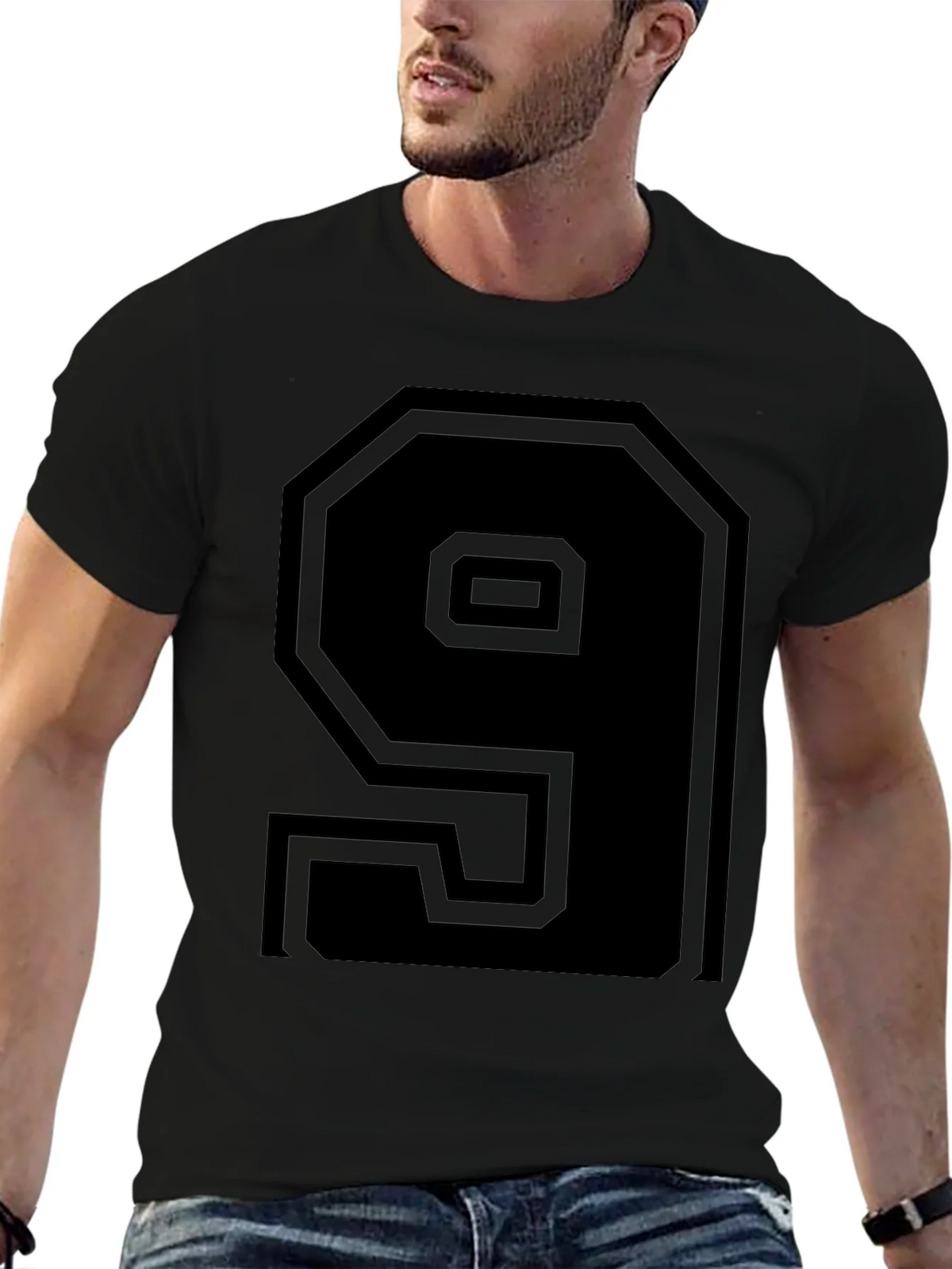 Mens Black Number 9 Graphic Tee Shirt product image 6