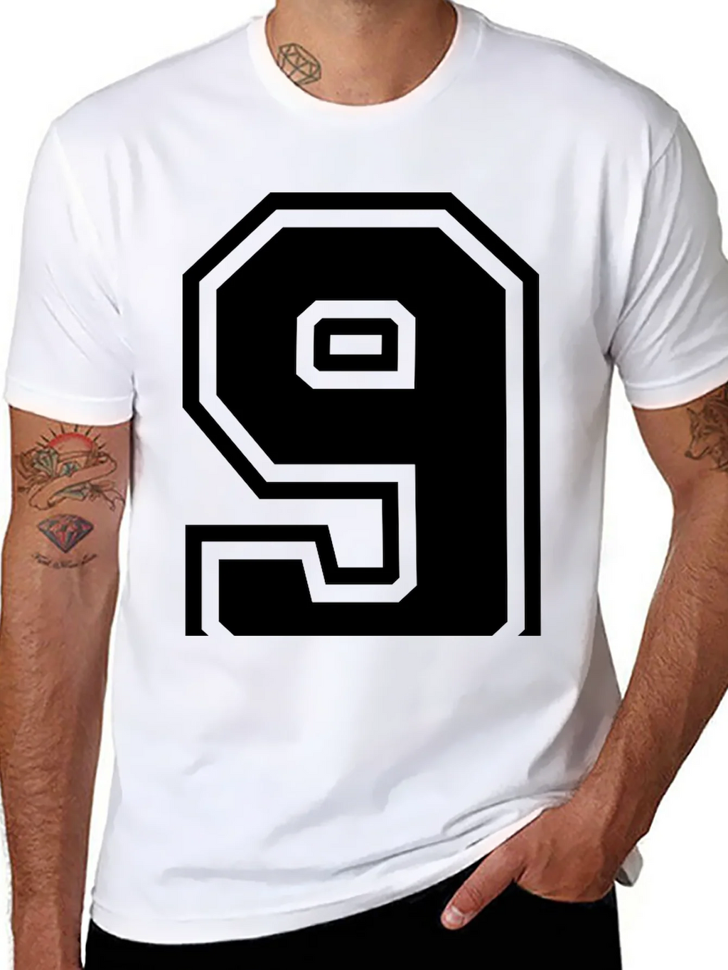Mens Black Number 9 Graphic Tee Shirt product image 7