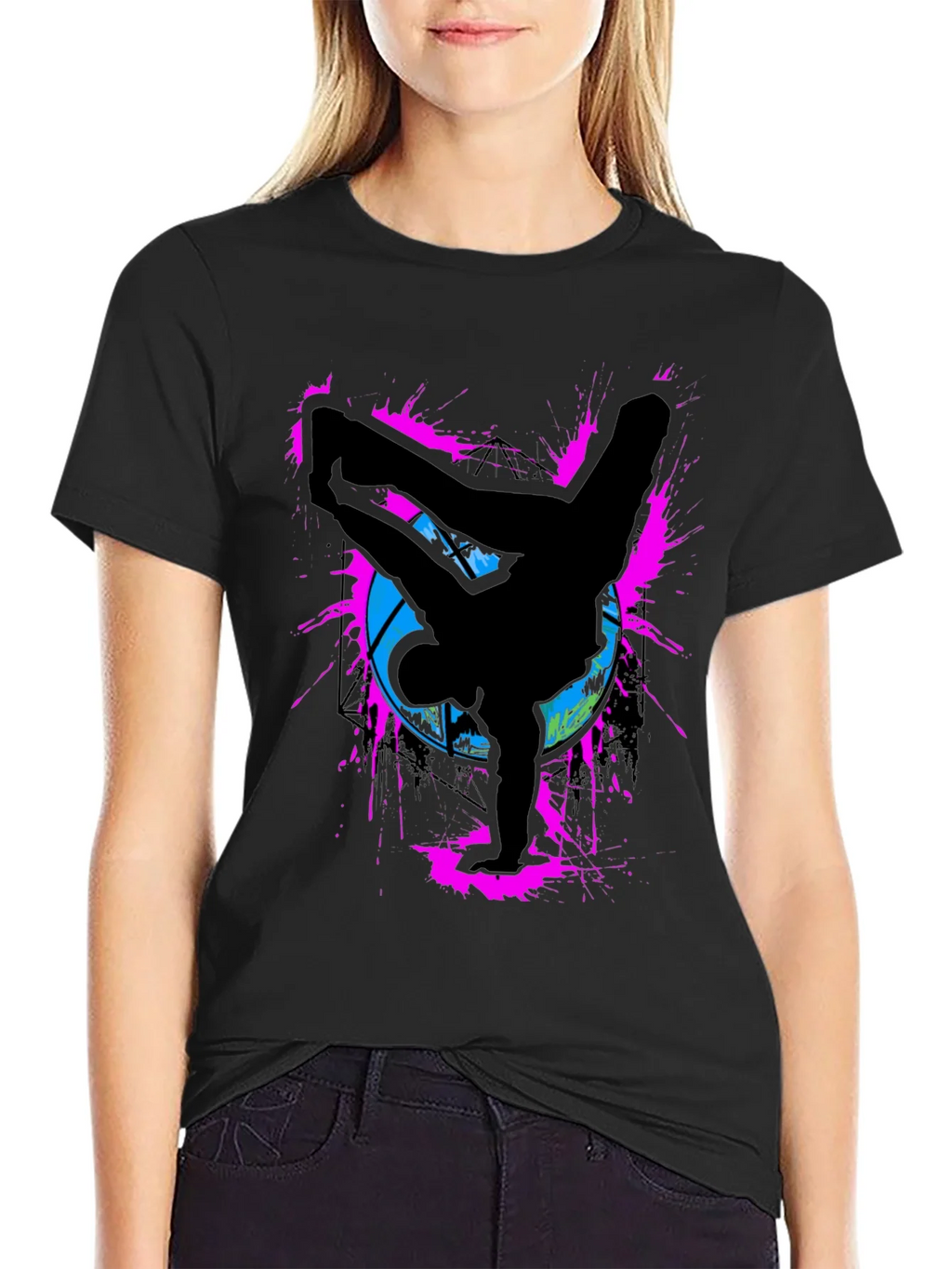 Breakdancer Graphic Tee - Retro Style Black T-Shirt product image 2