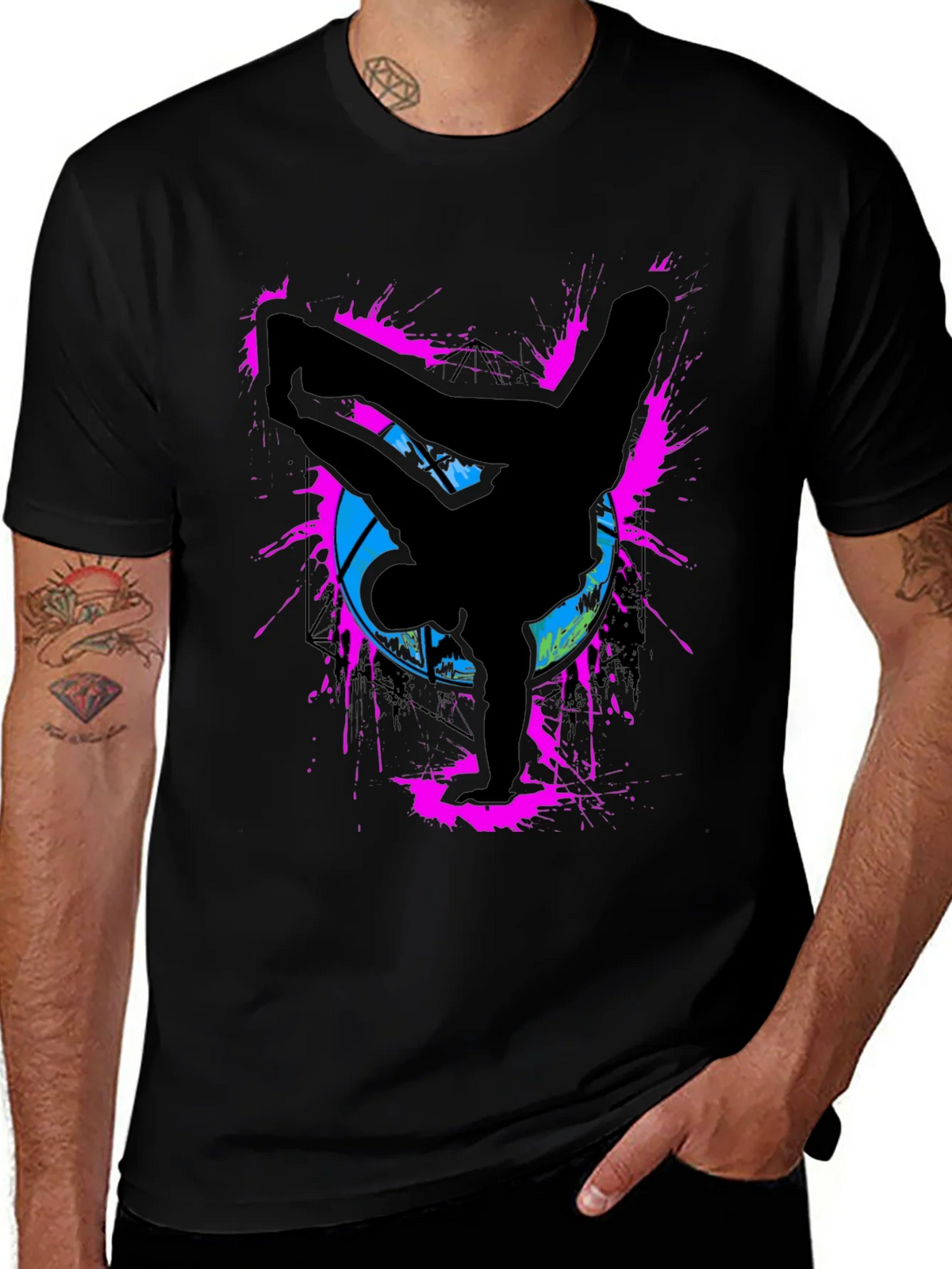 Breakdancer Graphic Tee - Retro Style Black T-Shirt product image 1
