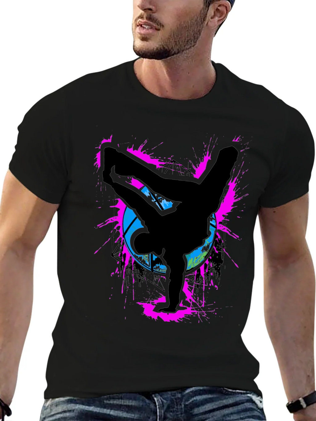 Breakdancer Graphic Tee - Retro Style Black T-Shirt product image 6