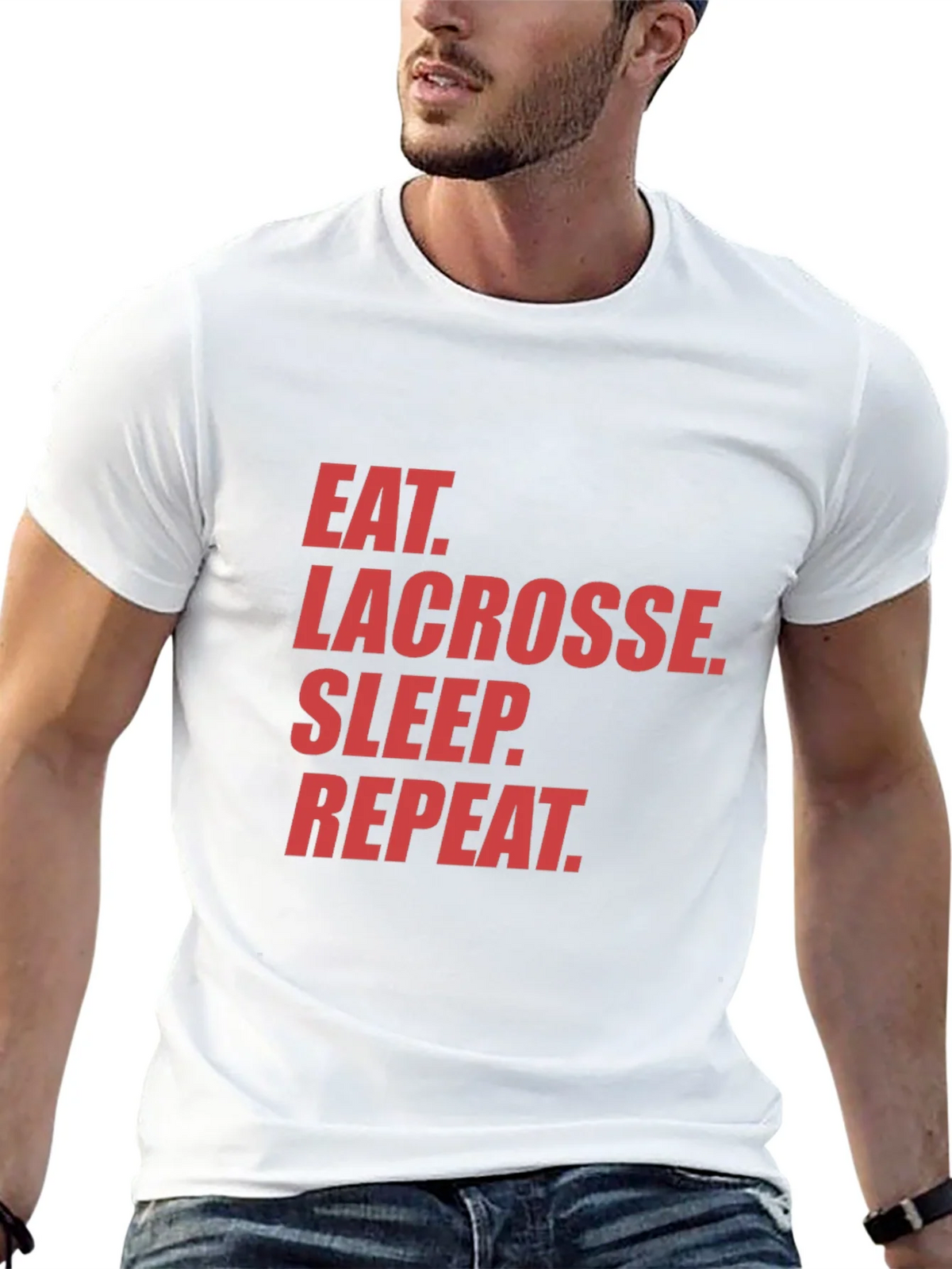 Eat Lacrosse Sleep Repeat Black Graphic Tee product image 12