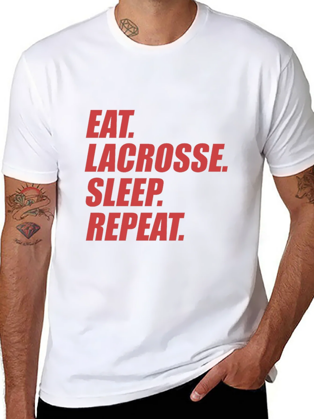 Eat Lacrosse Sleep Repeat Black Graphic Tee product image 7