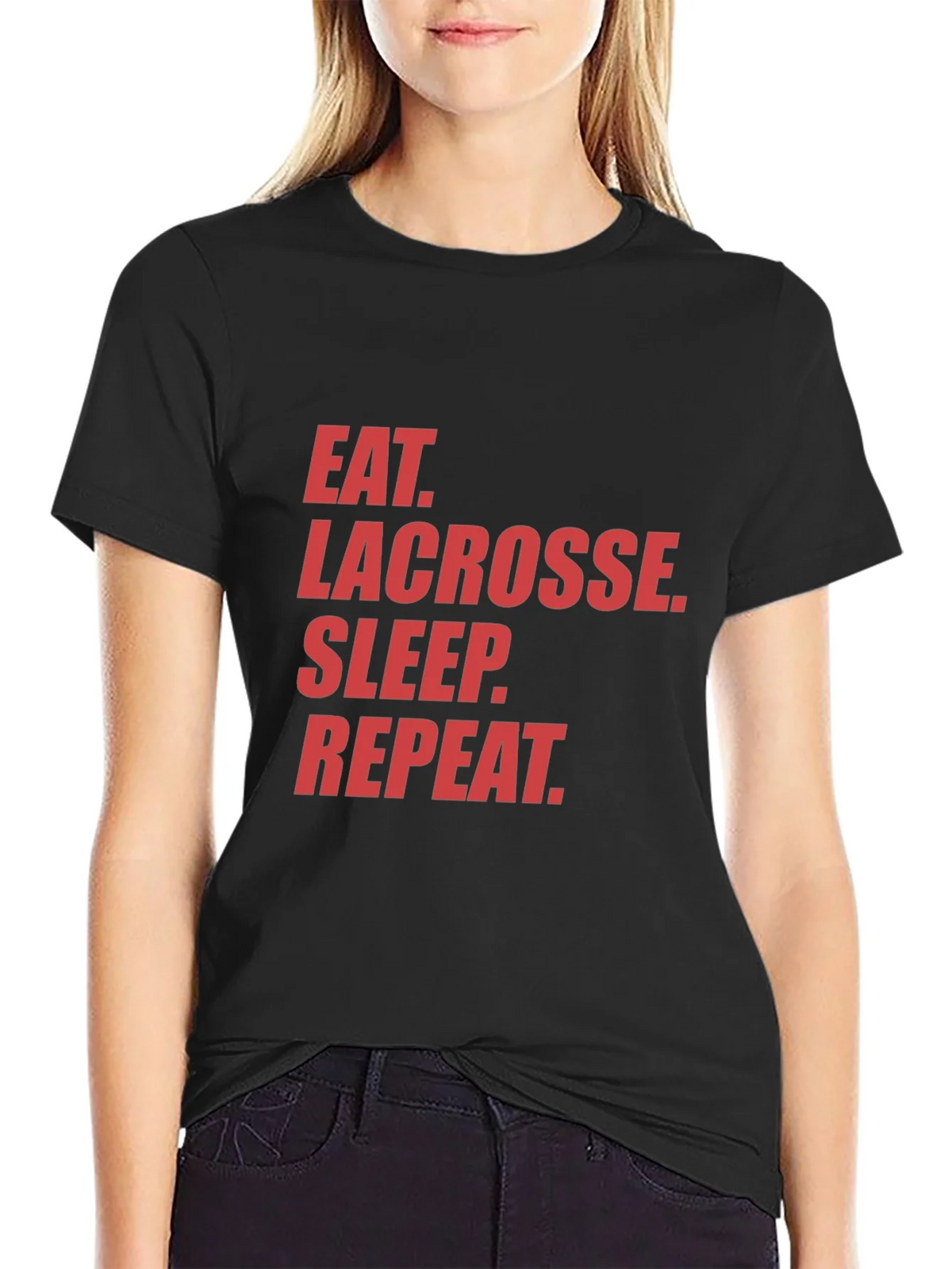 Eat Lacrosse Sleep Repeat Black Graphic Tee product image 2