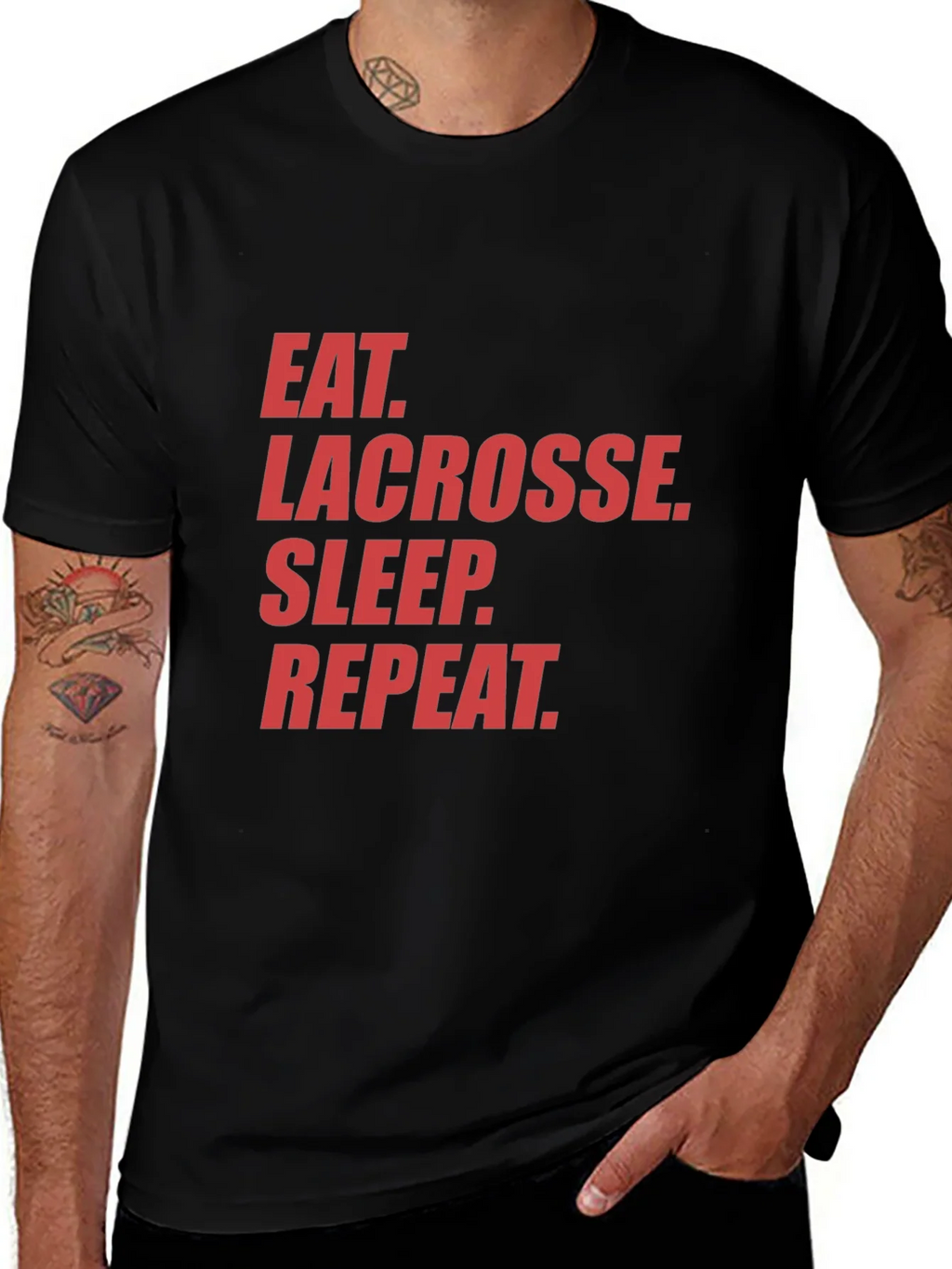 Eat Lacrosse Sleep Repeat Black Graphic Tee product image 1