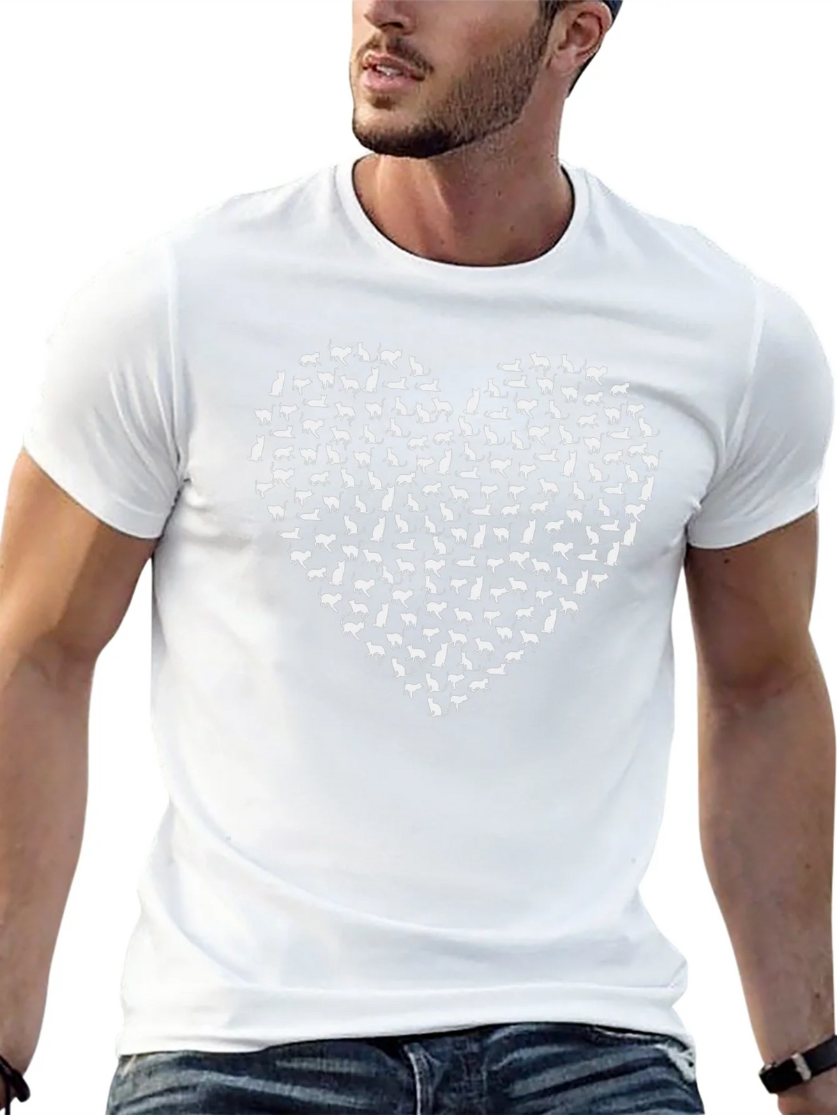 Cat Lovers Heart T-Shirt - Black Cotton Tee product image 12
