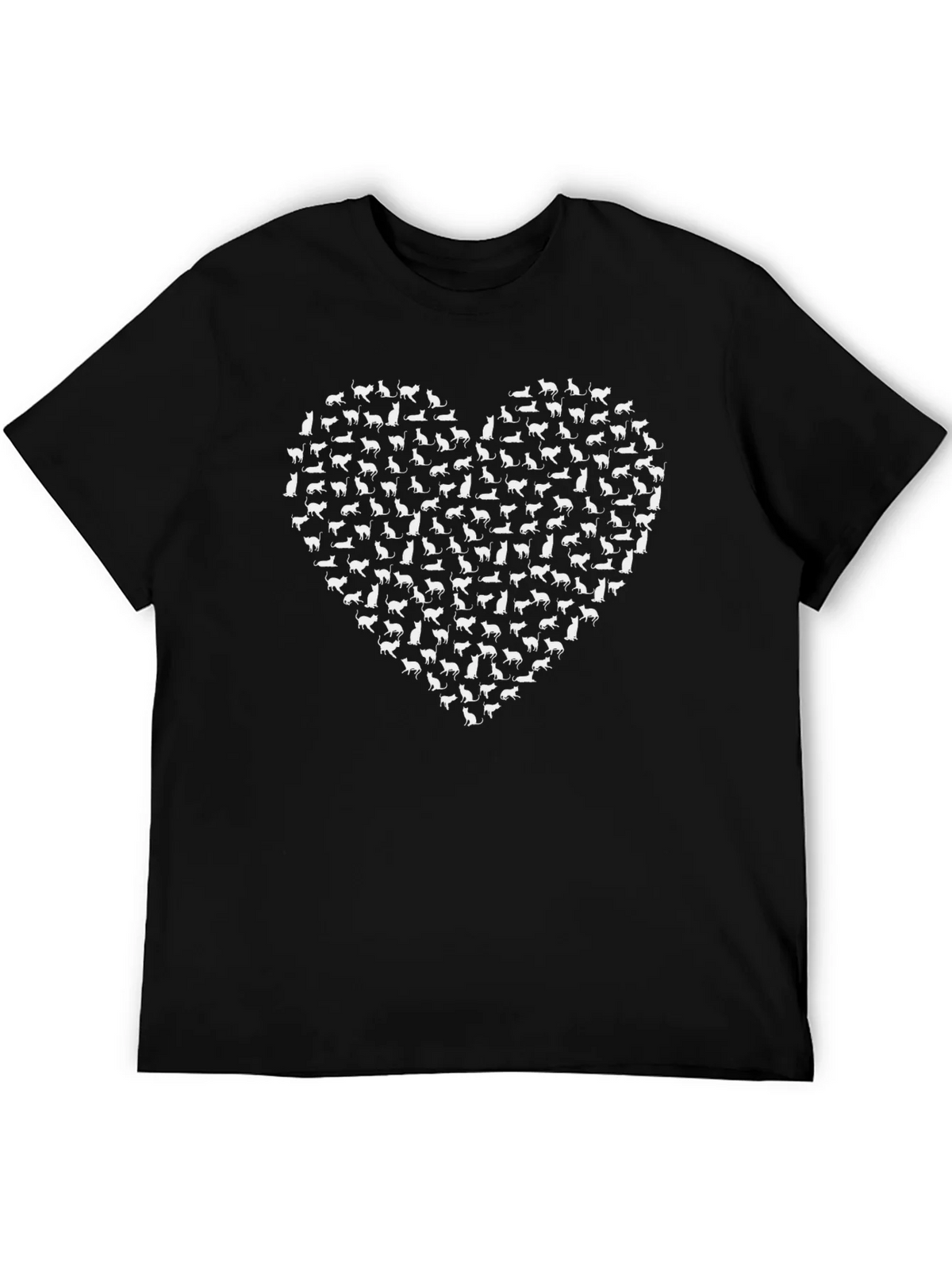 Cat Lovers Heart T-Shirt - Black Cotton Tee product image 5