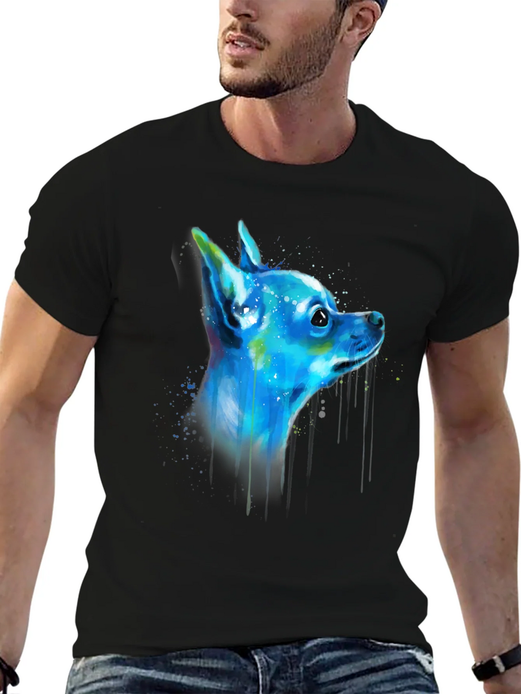 Chihuahua Dog Art Graphic Black T-Shirt product image 5
