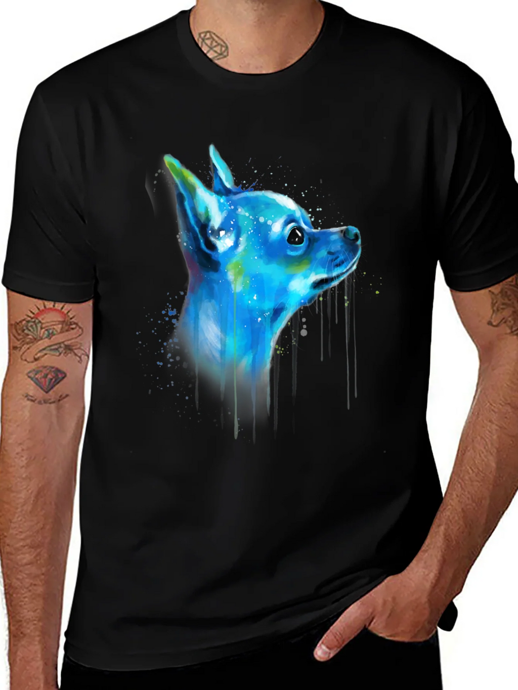 Chihuahua Dog Art Graphic Black T-Shirt product image 1