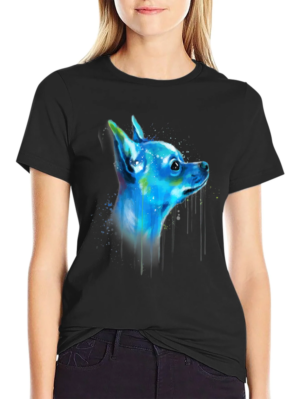 Chihuahua Dog Art Graphic Black T-Shirt product image 2