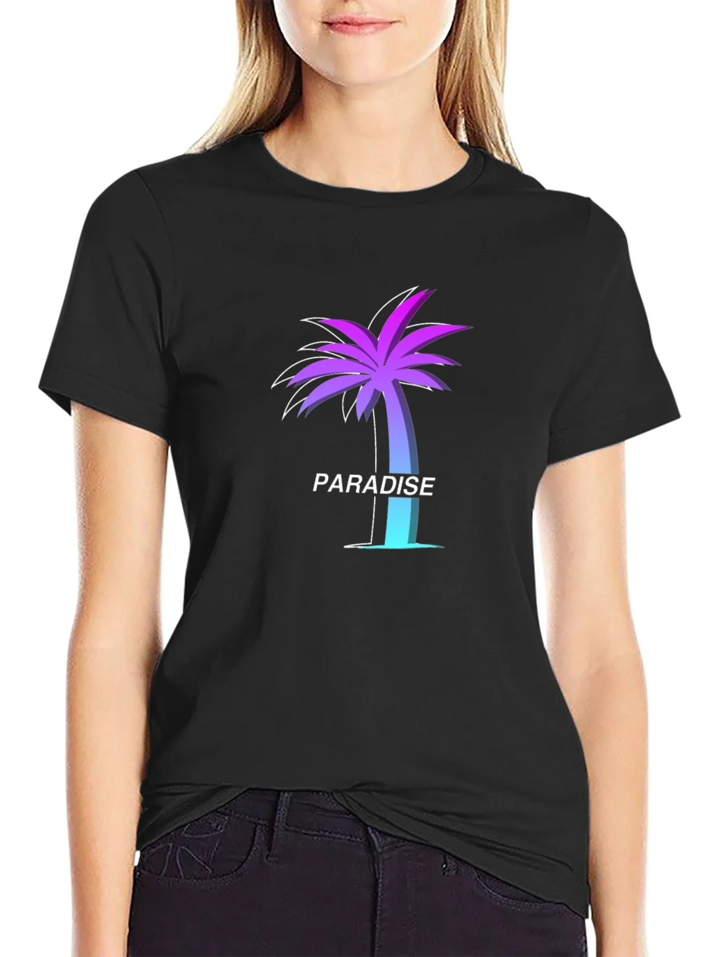 Paradise Palm Tree Graphic Tee - Soft Black T-Shirt product image 1