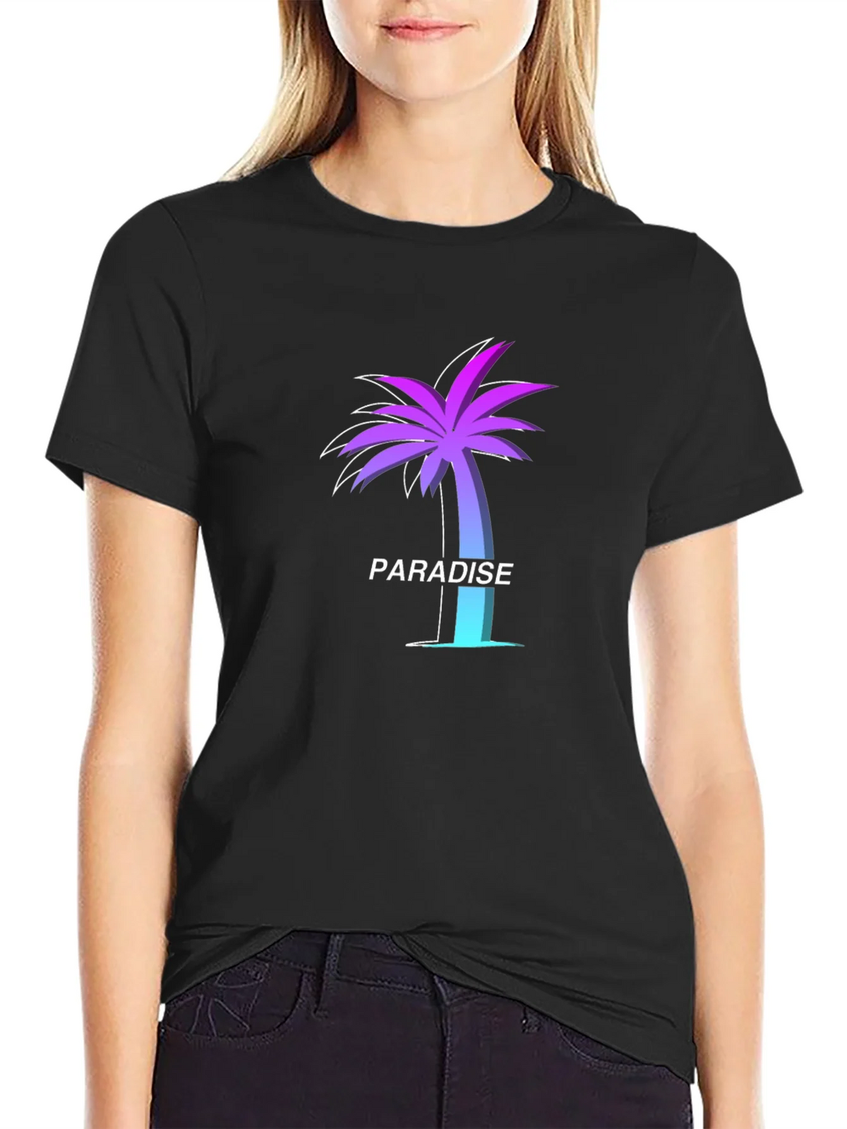 Paradise Palm Tree Graphic Tee - Soft Black T-Shirt product image 1